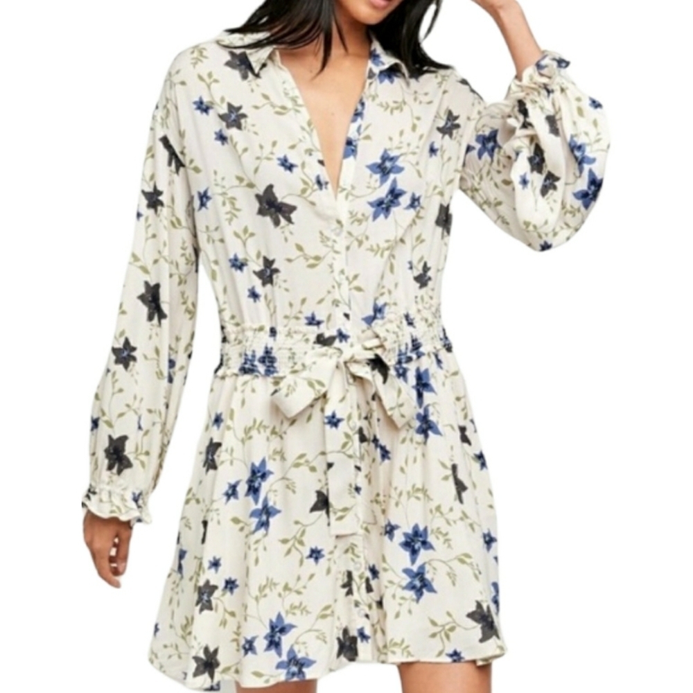 NWT Free People Floral Longsleeve Belted Dress